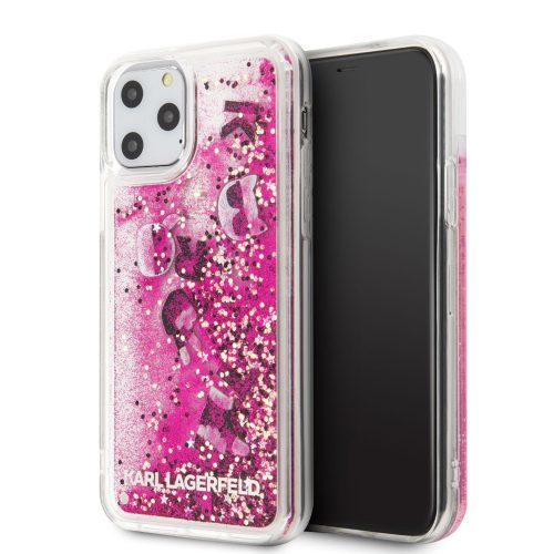 Karl Lagerfeld iPhone 11 Pro Floating Charms Liquid Glitter Iconic (KLHCN58ROPI) hátlap, tok, rózsaszín