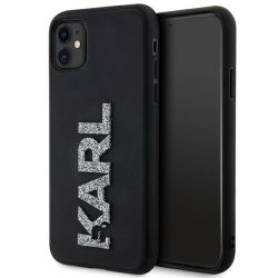   Karl Lagerfeld iPhone 11/Xr 3D Rubber Glitter Logo (KLHCN613DMBKCK) hátlap, tok, fekete