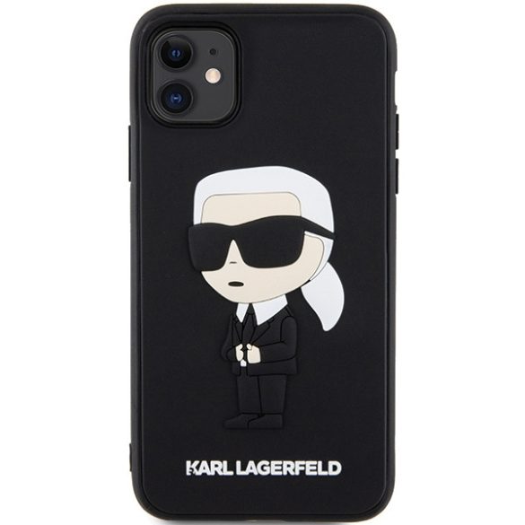 Karl Lagerfeld iPhone 11/Xr Rubber Ikonik 3D (KLHCN613DRKINK) hátlap, tok, fekete