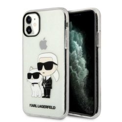   Karl Lagerfeld iPhone 11 Iconic Glitter Karl & Choupette hátlap, tok, átlátszó