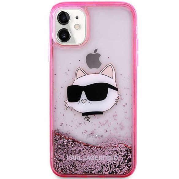 Karl Lagerfeld iPhone 11 Glitter Choupette Head (KLHCN61LNCHCP) hátlap, tok, rózsaszín