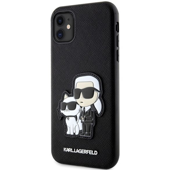 Karl Lagerfeld iPhone 11/Xr Saffiano Karl & Choupette (KLHCN61SANKCPK) hátlap, tok, fekete