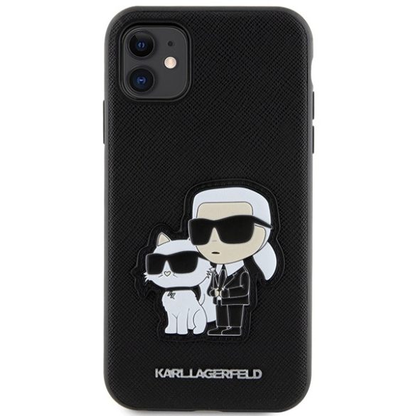 Karl Lagerfeld iPhone 11/Xr Saffiano Karl & Choupette (KLHCN61SANKCPK) hátlap, tok, fekete