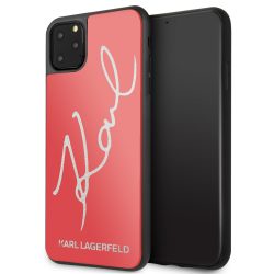   Karl Lagerfeld iPhone 11 Pro Max Glitter Signature (KLHCN65DLKSRE) hátlap, tok, piros