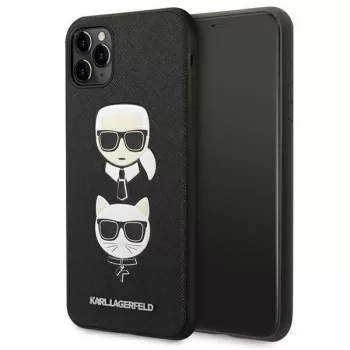   Karl Lagerfeld KLHCN65SAKICKCBK Saffiano Karl&Choupette Head iPhone 11 Pro Max 6.5", hátlap, tok, fekete