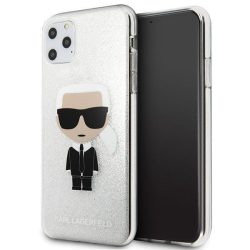   Karl Lagerfeld iPhone 11 Pro Max Glitter Ikonik Full Body hátlap, tok, ezüst