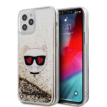   Karl Lagerfeld iPhone 12 Pro Max Choupette Glitter (KLHCP12LLCGLGO) hátlap, tok, arany