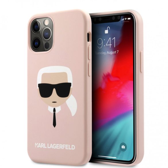 Karl Lagerfeld iPhone 12 Pro Max Silicone Karl Head (KLHCP12LSLKHLP) hátlap, tok, rózsaszín