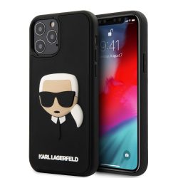  Karl Lagerfeld iPhone 12/12 Pro 3D Rubber Karl Head (KLHCP12MKH3DBK) hátlap, tok, fekete