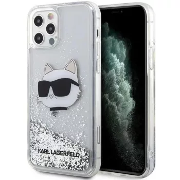   Karl Lagerfeld KLHCP12MLNCHCS HC Liquid Glitter NFT Choupette Head iPhone 12/12 Pro 6,1" tok, ezüst