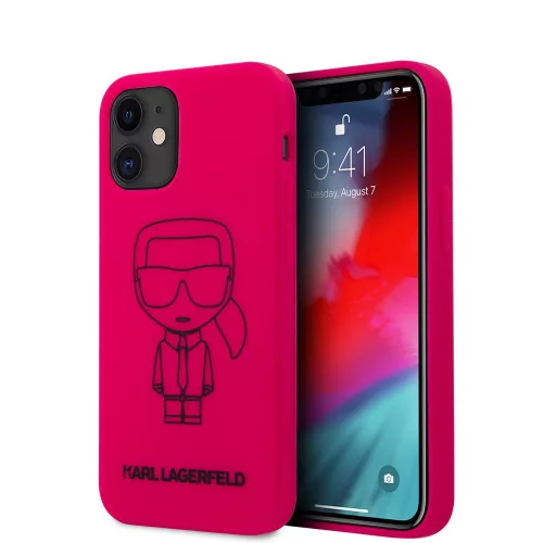 Karl Lagerfeld iPhone 12 Mini Ikonik Outline (KLHCP12SSILFLPI) hátlap, tok, rózsaszín