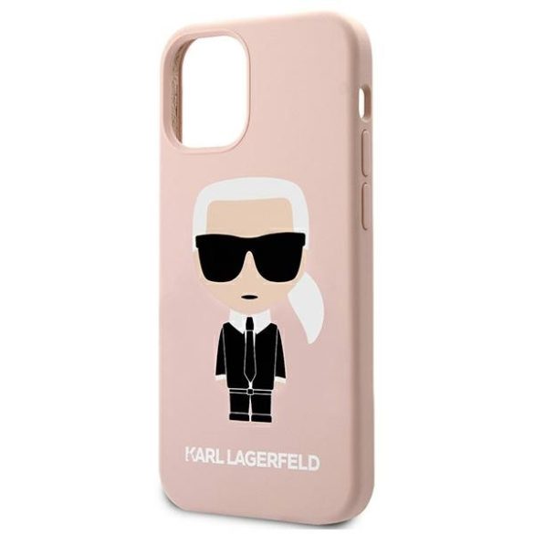 Karl Lagerfeld iPhone 12 Mini Silicone Iconic (KLHCP12SSLFKPI) hátlap, tok, világos rószaszín