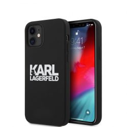   Karl Lagerfeld iPhone 12 Mini Stack White Logo Silicone (KLHCP12SSLKLRBK) hátlap, tok, fekete