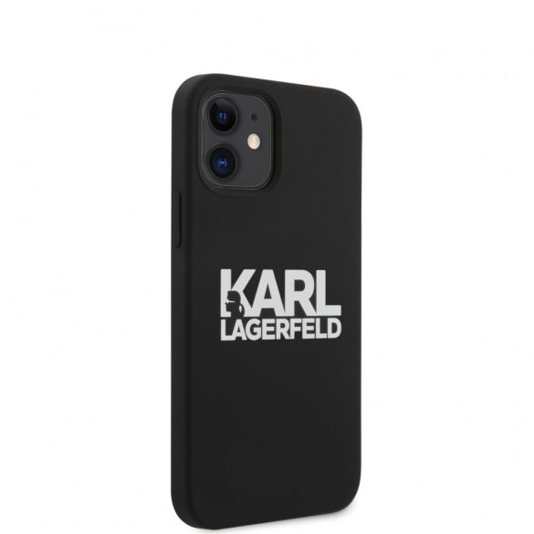 Karl Lagerfeld iPhone 12 Mini Stack White Logo Silicone (KLHCP12SSLKLRBK) hátlap, tok, fekete