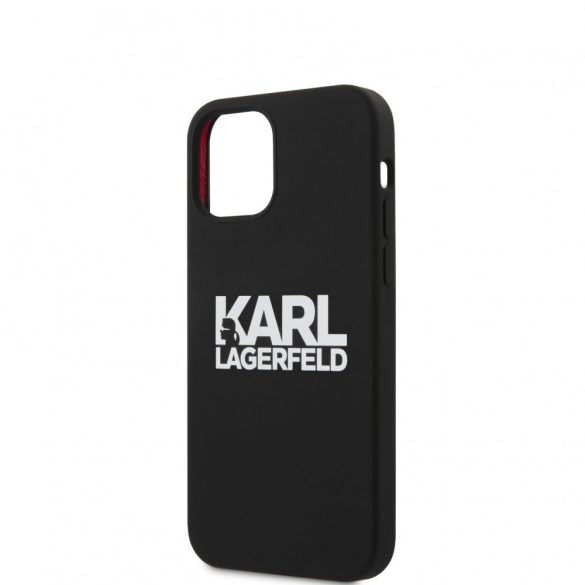 Karl Lagerfeld iPhone 12 Mini Stack White Logo Silicone (KLHCP12SSLKLRBK) hátlap, tok, fekete