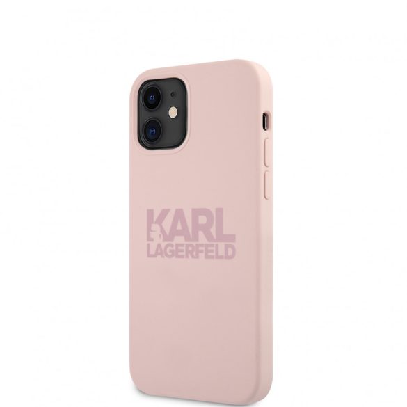 Karl Lagerfeld iPhone 12 Mini Silicone Stack Logo (KLHCP12SSTKLTLP) hátlap, tok, rózsaszín