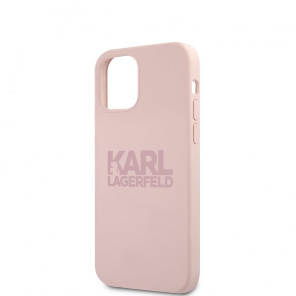 Karl Lagerfeld iPhone 12 Mini Silicone Stack Logo (KLHCP12SSTKLTLP) hátlap, tok, rózsaszín