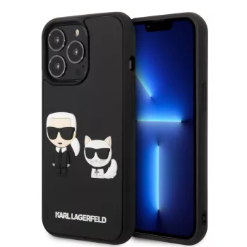  Karl Lagerfeld iPhone 13 Pro Karl & Choupette Iconic 3D (KLHCP13L3DRKCK) hátlap, tok, fekete