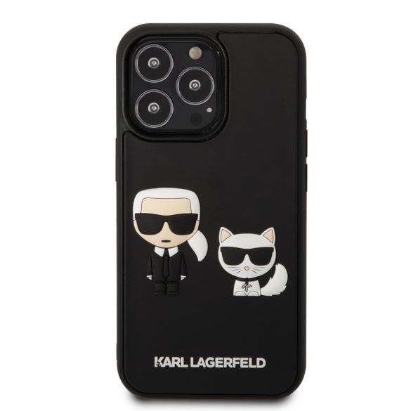 Karl Lagerfeld iPhone 13 Pro Karl & Choupette Iconic 3D (KLHCP13L3DRKCK) hátlap, tok, fekete