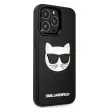 Karl Lagerfeld iPhone 13 Pro 3D Rubber Choupette's Head (KLHCP13LCH3DBK) oldalra nyíló tok, fekete