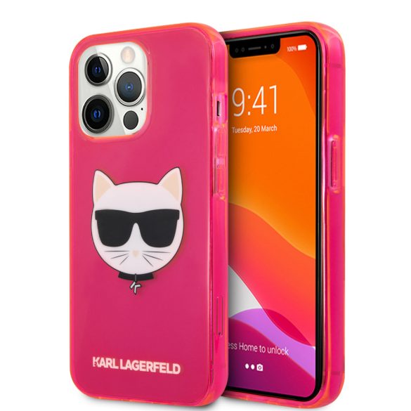 Karl Lagerfeld iPhone 13 Pro Choupette Head (KLHCP13LCHTRP) hátlap, tok, rózsaszín