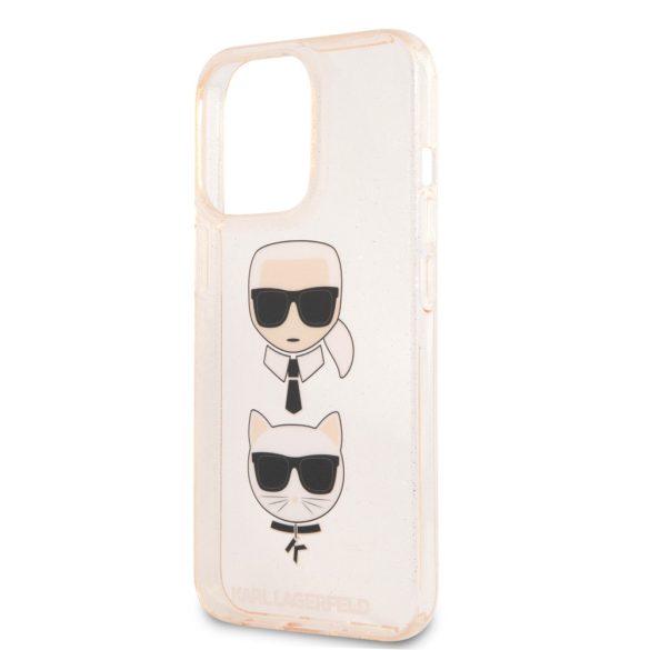 Karl Lagerfeld iPhone 13 Pro Glitter Karl & Choupette (KLHCP13LKCTUGLGO) hátlap, tok, arany