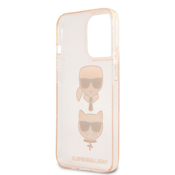 Karl Lagerfeld iPhone 13 Pro Glitter Karl & Choupette (KLHCP13LKCTUGLGO) hátlap, tok, arany