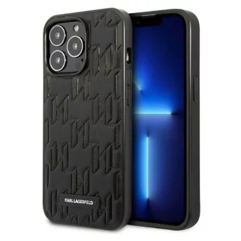   Karl Lagerfeld iPhone 13 Pro 6,1" KLHCP13LMNMP1K Monogram Plaque hátlap, tok, fekete