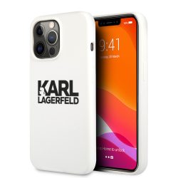   Karl Lagerfeld iPhone 13 Pro Stack Black Logo Silicone hátlap, tok, fehér