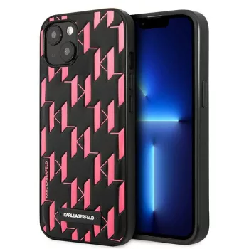   Karl Lagerfeld iPhone 13 Monogram Plaque (KLHCP13MMNMP1P) hátlap, tok, fekete-pink