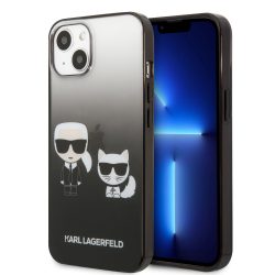   Karl Lagerfeld iPhone 13 Gradient Iconic Karl & Choupette hátlap, tok, fekete