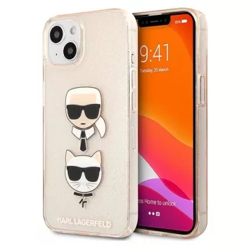   Karl Lagerfeld iPhone 13 Mini 5,4" KLHCP13SKCTUGLGO Glitter Karl's & Choupette tok, arany