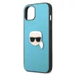 Karl Lagerfeld KLHCP13SPKMB Leather Ikonik Karl's Head Metal iPhone 13 mini 5,4" hátlap, tok, kék