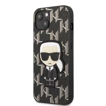   Karl Lagerfeld iPhone 13 Mini Monogram Ikonik (KLHCP13SPMNIKBK) hátlap, tok, fekete