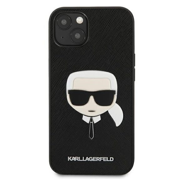 Karl Lagerfeld iPhone 13 Mini Saffiano Iconic Karl's Head (KLHCP13SSAKHBK) hátlap, tok, fekete