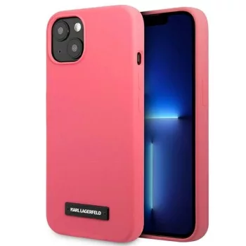   Karl Lagerfeld KLHCP13SSLMP1PI Silicone Plaque iPhone 13 mini 5.4" hátlap, tok, rózsaszín