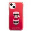 Karl Lagerfeld iPhone 13 Mini Karl & Choupette Heads (KLHCP13STPE2TR) hátlap, tok, piros