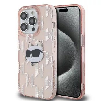   Karl Lagerfeld KLHCP13XHKLPCHP IML Choupette Head & Monogram iPhone 13 Pro Max 6.7" hátlap, tok, rózsaszín