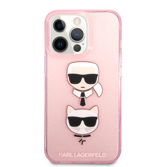Karl Lagerfeld iPhone 13 Pro Max K&C Head Glitter (KLHCP13XKCTUGLP) hátlap, tok, rózsaszín