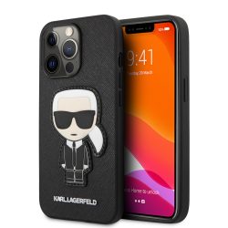   Karl Lagerfeld iPhone 13 Pro Max Saffiano Iconic Karl's Patch hátlap, tok, fekete