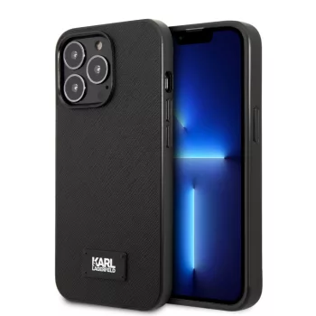   Karl Lagerfeld iPhone 13 Pro Max Saffiano Plaque (KLHCP13XSFMP2K) hátlap, tok, fekete