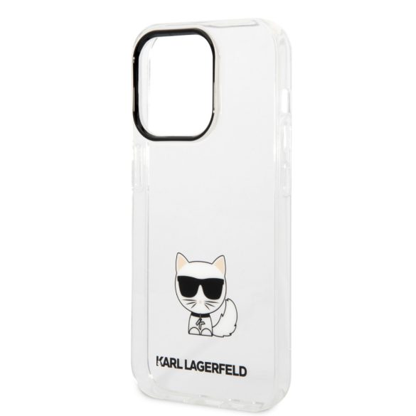 Karl Lagerfeld iPhone 14 Pro Choupette Logo (KLHCP14LCTTR) hátlap, tok, átlátszó