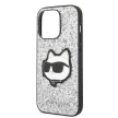 Karl Lagerfeld KLHCP14LG2CPS Glitter Choupette Patch iPhone 14 Pro 6.1", hátlap, tok, ezüst
