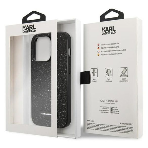 Karl Lagerfeld iPhone 14 Pro Glitter Plague (KLHCP14LG2ELK) hátlap, tok, fekete
