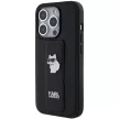 Karl Lagerfeld KLHCP14LGSACHPK Gripstand Saffiano Choupette Pins iPhone 14 Pro tok, fekete