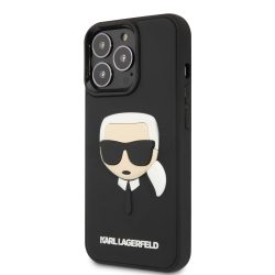   Karl Lagerfeld iPhone 14 Pro 3D Rubber Karl's Head (KLHCP14LKH3DB) hátlap, tok, fekete