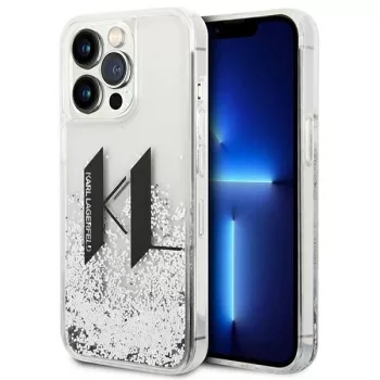   Karl Lagerfeld KLHCP14LLBKLCS Liguid Glitter Big KL Logo iPhone 14 Pro tok, ezüst