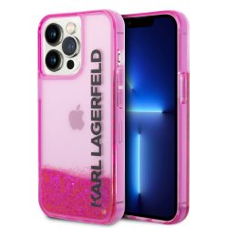   Karl Lagerfeld iPhone 14 Pro Liquid Glitter Elong (KLHCP14LLCKVF) hátlap, tok, rózsaszín