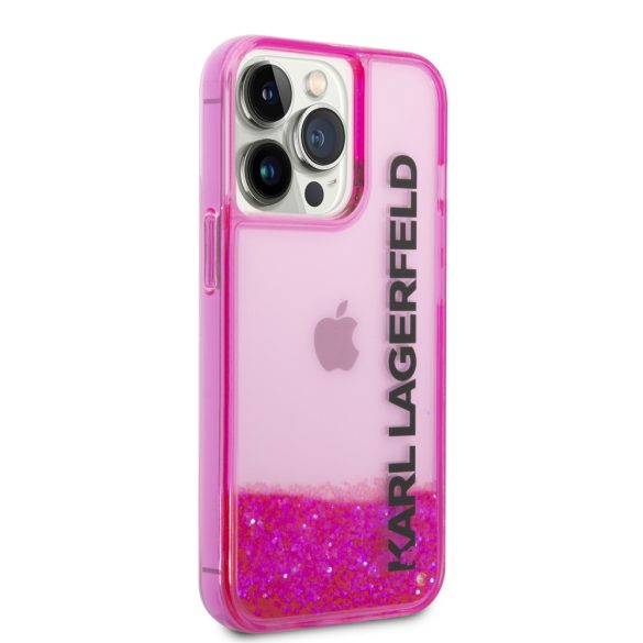 Karl Lagerfeld iPhone 14 Pro Liquid Glitter Elong (KLHCP14LLCKVF) hátlap, tok, rózsaszín