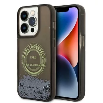   Karl Lagerfeld Liquid Glitter RSG iPhone 14 Pro 6,1" KLHCP14LLCRSGRK, hátlap, tok, fekete